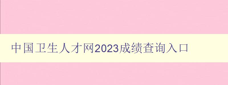 中国卫生人才网2023成绩查询入口