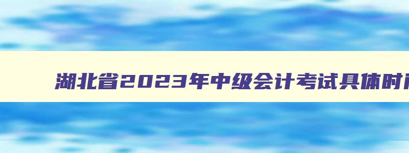 湖北省2023年中级会计考试具体时间,湖北省2023年中级会计师考试时间