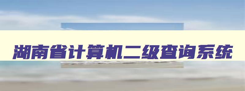 湖南省计算机二级查询系统,湖南省计算机二级考试成绩查询时间