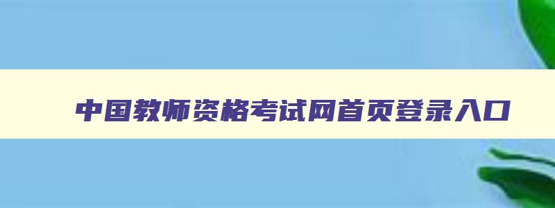 中国教师资格考试网首页登录入口,中国教师资格考试网首页