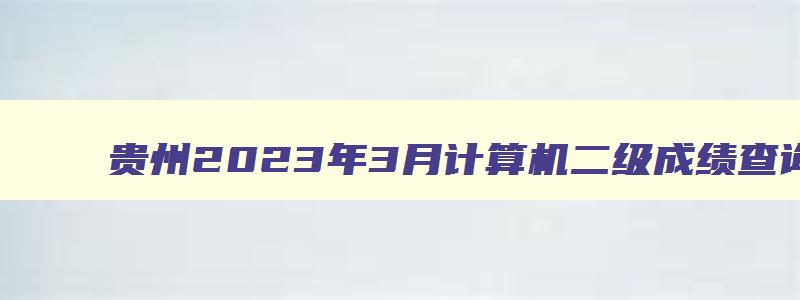 贵州2023年3月计算机二级成绩查询