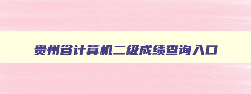 贵州省计算机二级成绩查询入口,贵州省二级计算机考试成绩查询