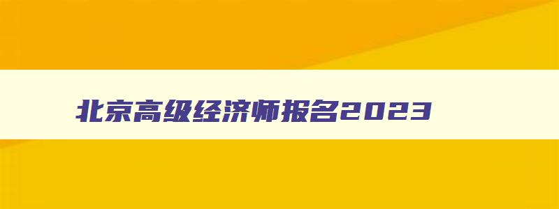 北京高级经济师报名2023,北京市高级经济师考试2023报名