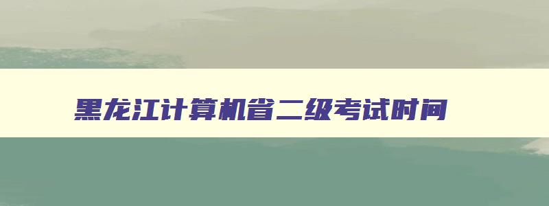 黑龙江计算机省二级考试时间