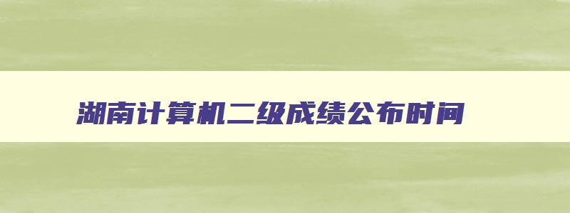 湖南计算机二级成绩公布时间,2023湖南省计算机二级成绩什么时候出来