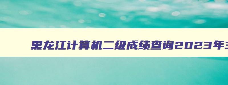 黑龙江计算机二级成绩查询2023年3月