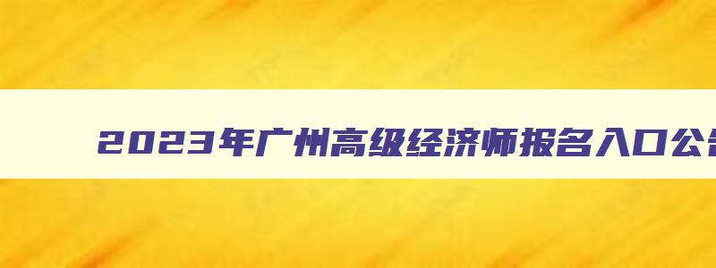 2023年广州高级经济师报名入口公告（2023年广州高级经济师报名入口公告查询）