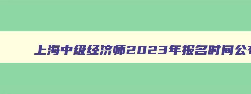 上海中级经济师2023年报名时间公布
