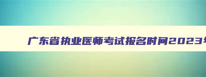 广东省执业医师考试报名时间2023年