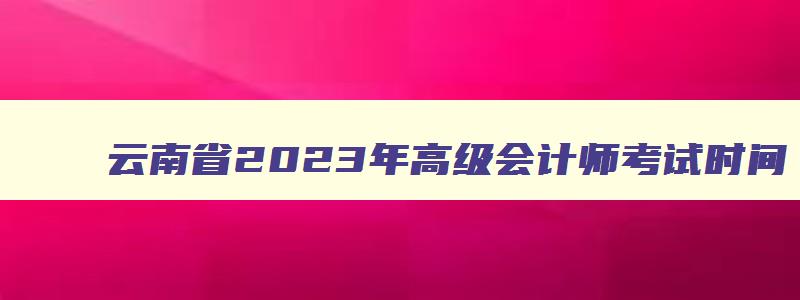 云南省2023年高级会计师考试时间,2023年高级会计师考试时间