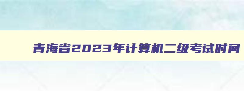 青海省2023年计算机二级考试时间