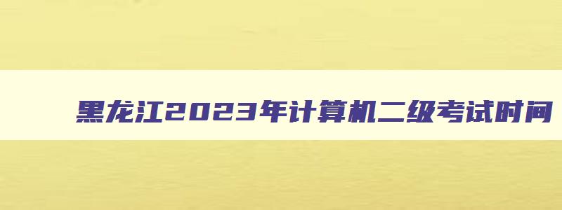 黑龙江2023年计算机二级考试时间