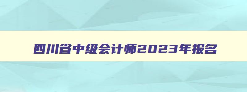 四川省中级会计师2023年报名,四川省中级会计职称考试