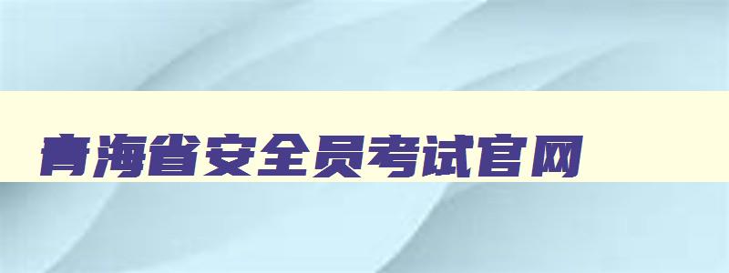 青海省安全员考试官网