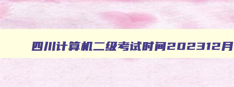 四川计算机二级考试时间202312月,四川省计算机二级考试时间9月