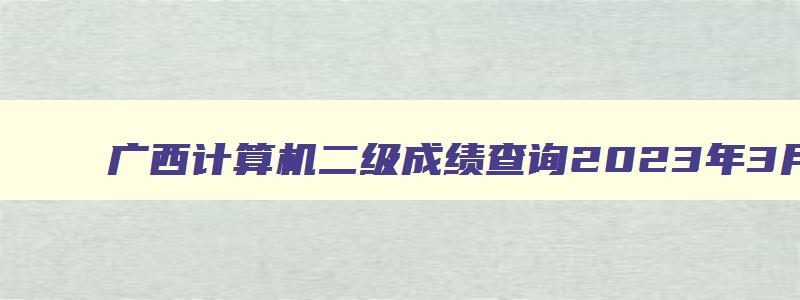 广西计算机二级成绩查询2023年3月