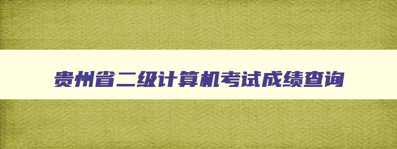 贵州省二级计算机考试成绩查询