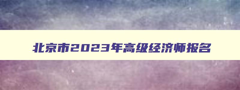 北京市2023年高级经济师报名（北京市2023年高级经济师报名时间）