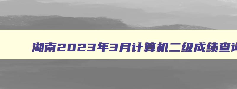 湖南2023年3月计算机二级成绩查询