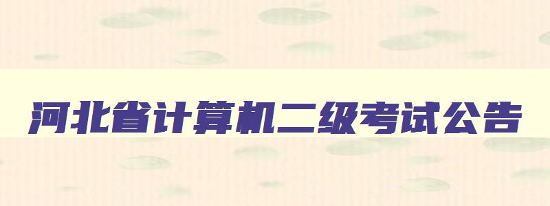河北省计算机二级考试公告,河北省计算机二级报名通知