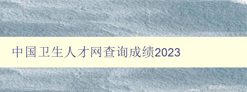 中国卫生人才网查询成绩2023