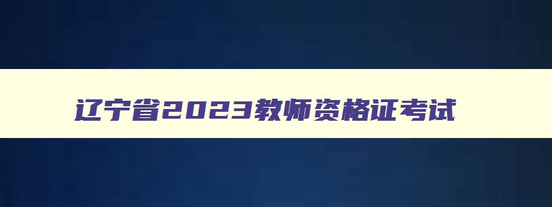辽宁省2023教师资格证考试
