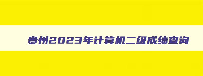 贵州2023年计算机二级成绩查询,贵州省2023年3月计算机二级成绩查询