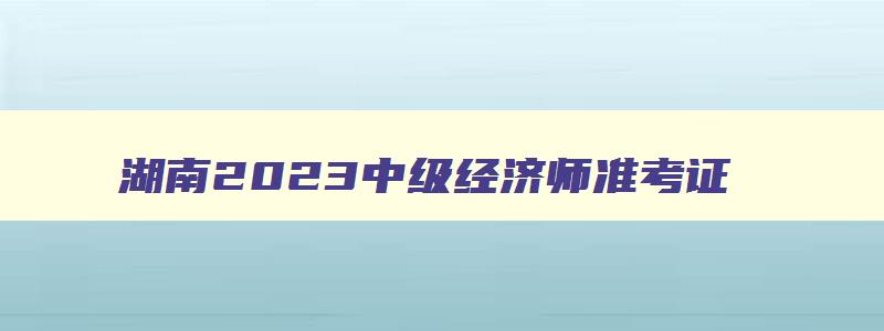 湖南2023中级经济师准考证,湖南2023中级经济师