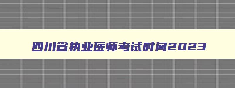 四川省执业医师考试时间2023,四川省执业医师考试时间