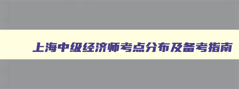 上海中级经济师考点分布及备考指南