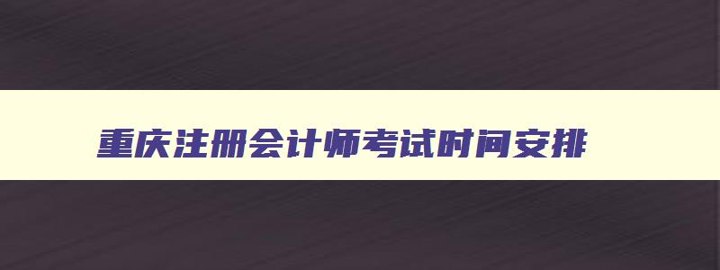 重庆注册会计师考试时间安排
