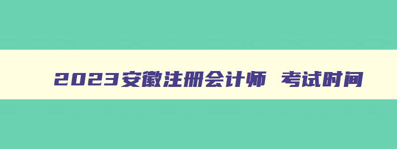 2023安徽注册会计师