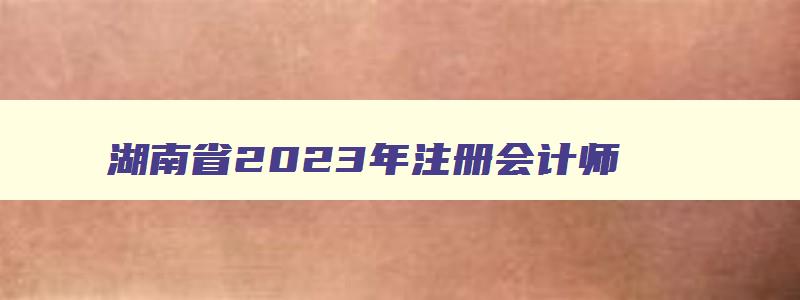 湖南省2023年注册会计师,2023年注册会计师成绩查询时间湖南