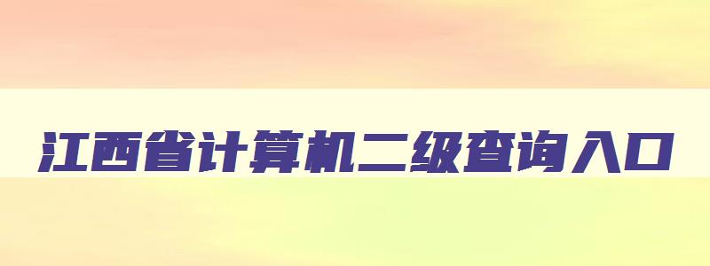 江西省计算机二级查询入口,2023江西计算机二级成绩查询