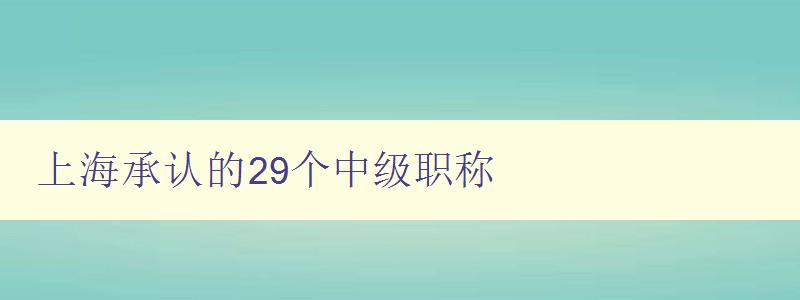 上海承认的29个中级职称