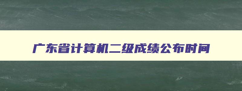 广东省计算机二级成绩公布时间