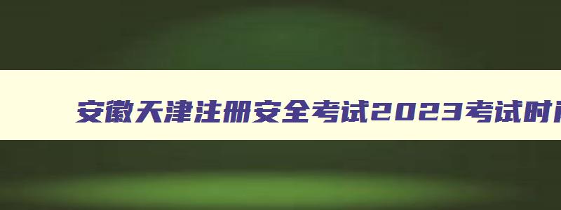 安徽天津注册安全考试2023考试时间