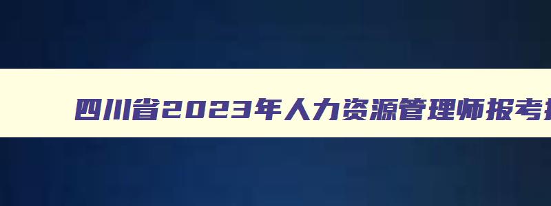 四川省2023年人力资源管理师报考指南,四川人力资源管理师报考时间2023下半年